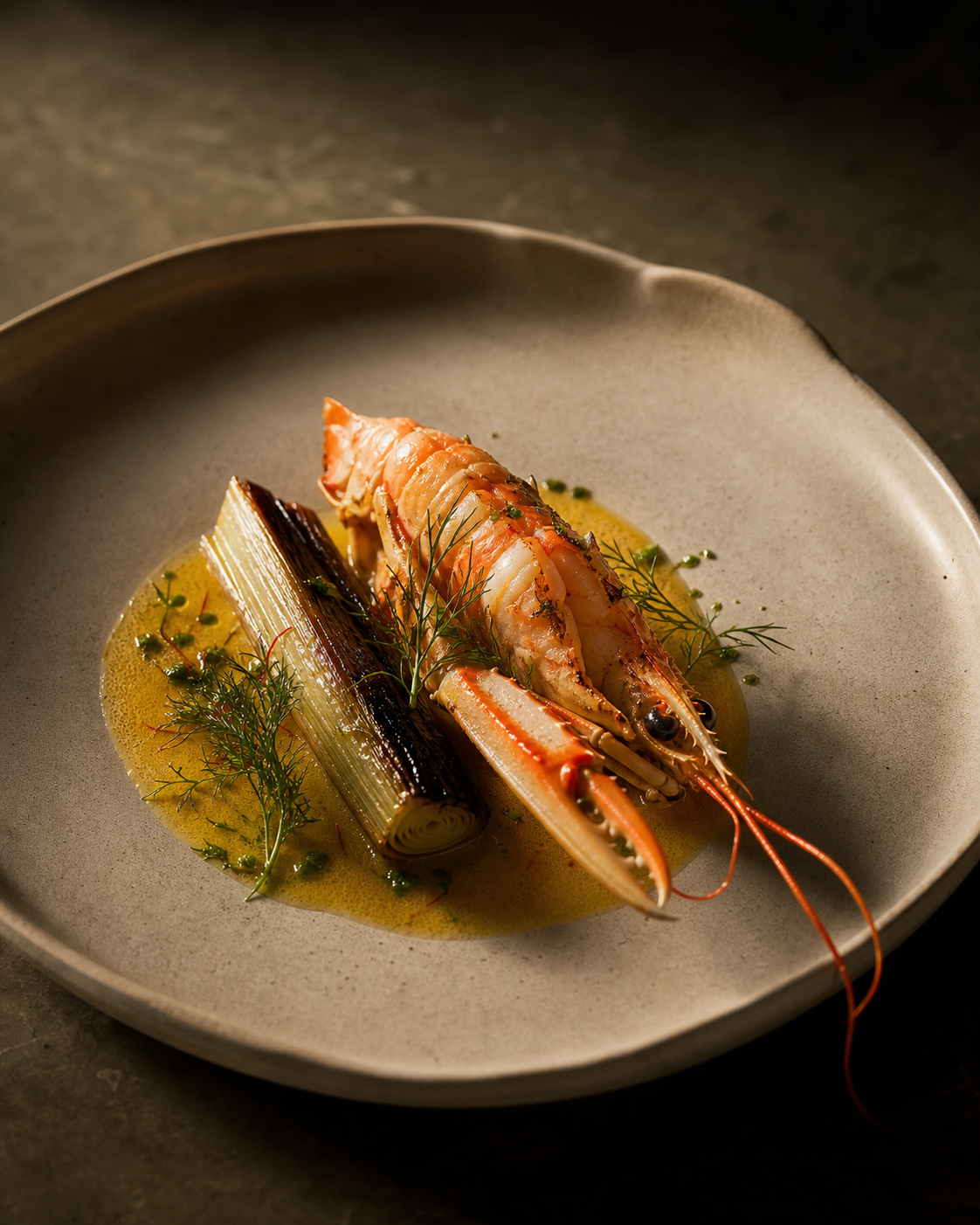 Seasonal langoustine course